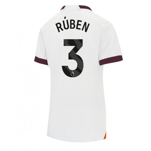 Fotballdrakt Dame Manchester City Ruben Dias #3 Bortedrakt 2023-24 Kortermet